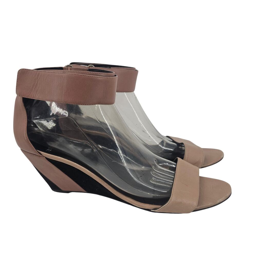 Pierre Hardy Leather Colorblock Wedge Sandal Shoe Nude and Black EU 41 US 10
